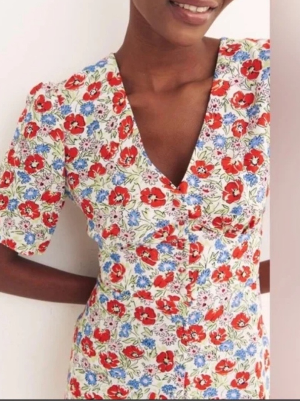 Nobody’s Child Alexa Floral Mini Dress Button Front Red Blue Size 20 - Picture 2 of 8